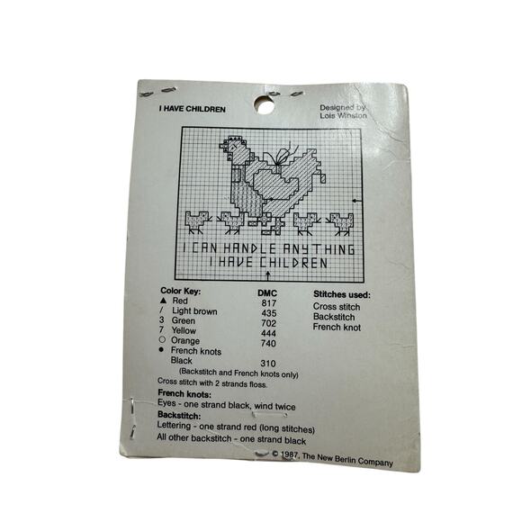 Vintage I Can Handle Anything I Have Children Counted Cross Stitch Kit Chicken - Picture 2 of 2